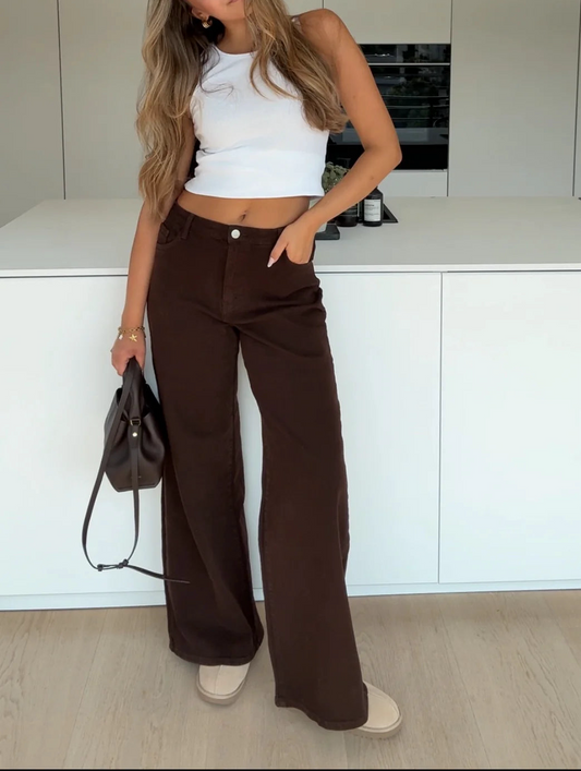 Wide Leg Jeans Dark chocolete