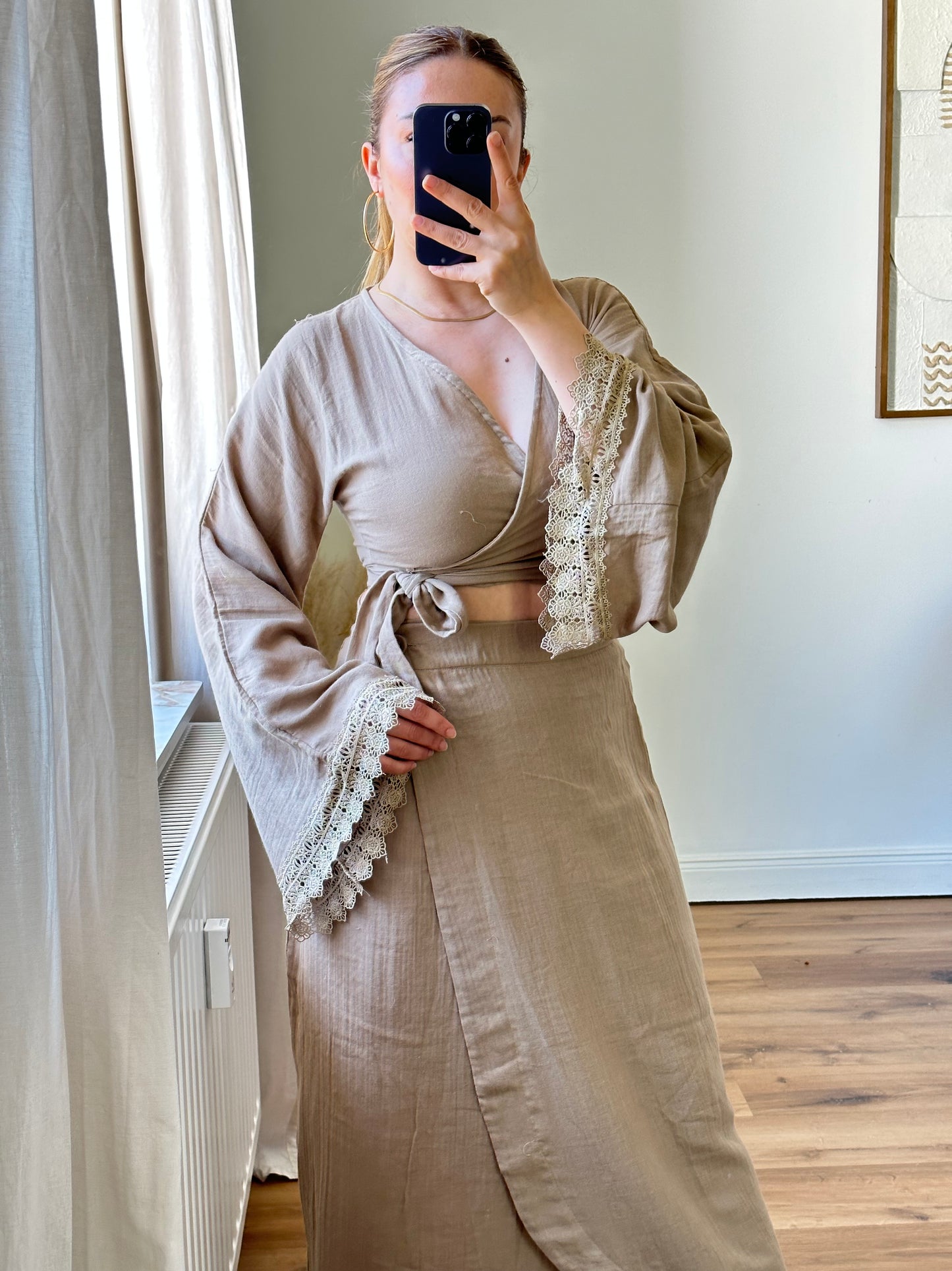 Zweiteiler Oberteil und Maxi Rock aus Baumwolle