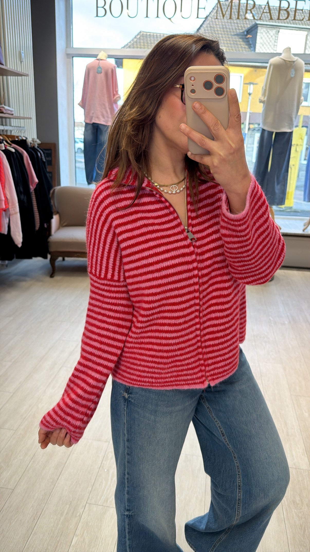 Gestreifte Strickjacke Hannah