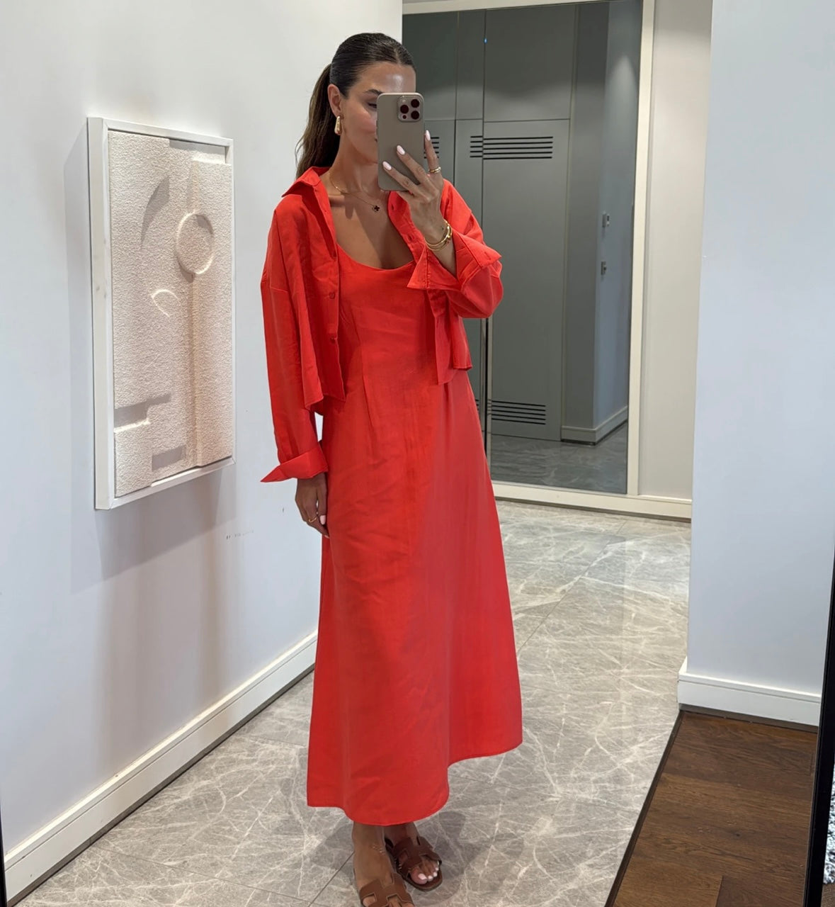 NOA - Elegantes Viskose-Set: Langes Kleid & Kurzes Hemd