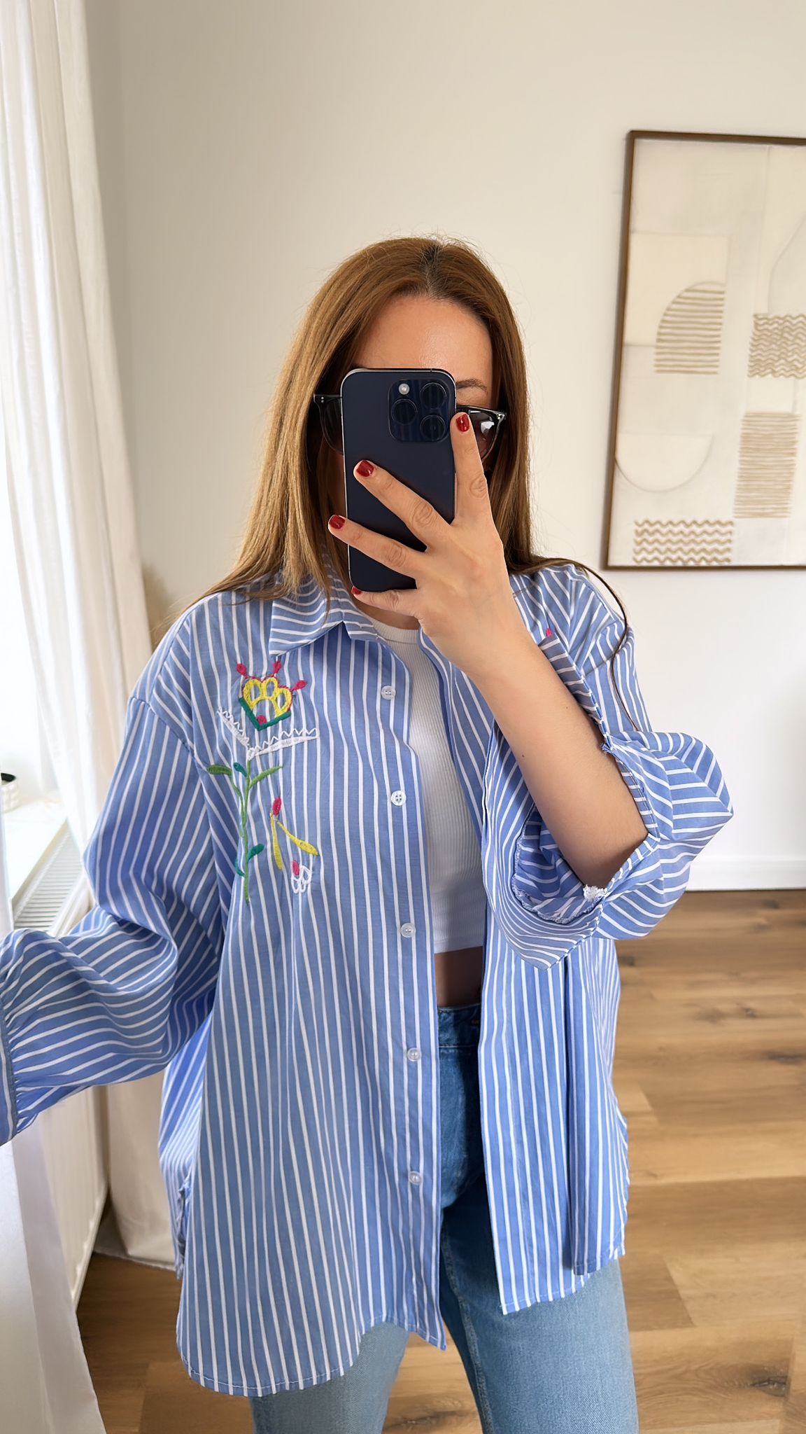 Blau gestreiftes Oversize Hemd