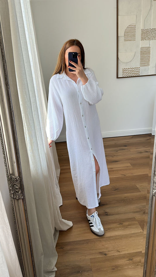 Musselin Hemdkleid (weiß)