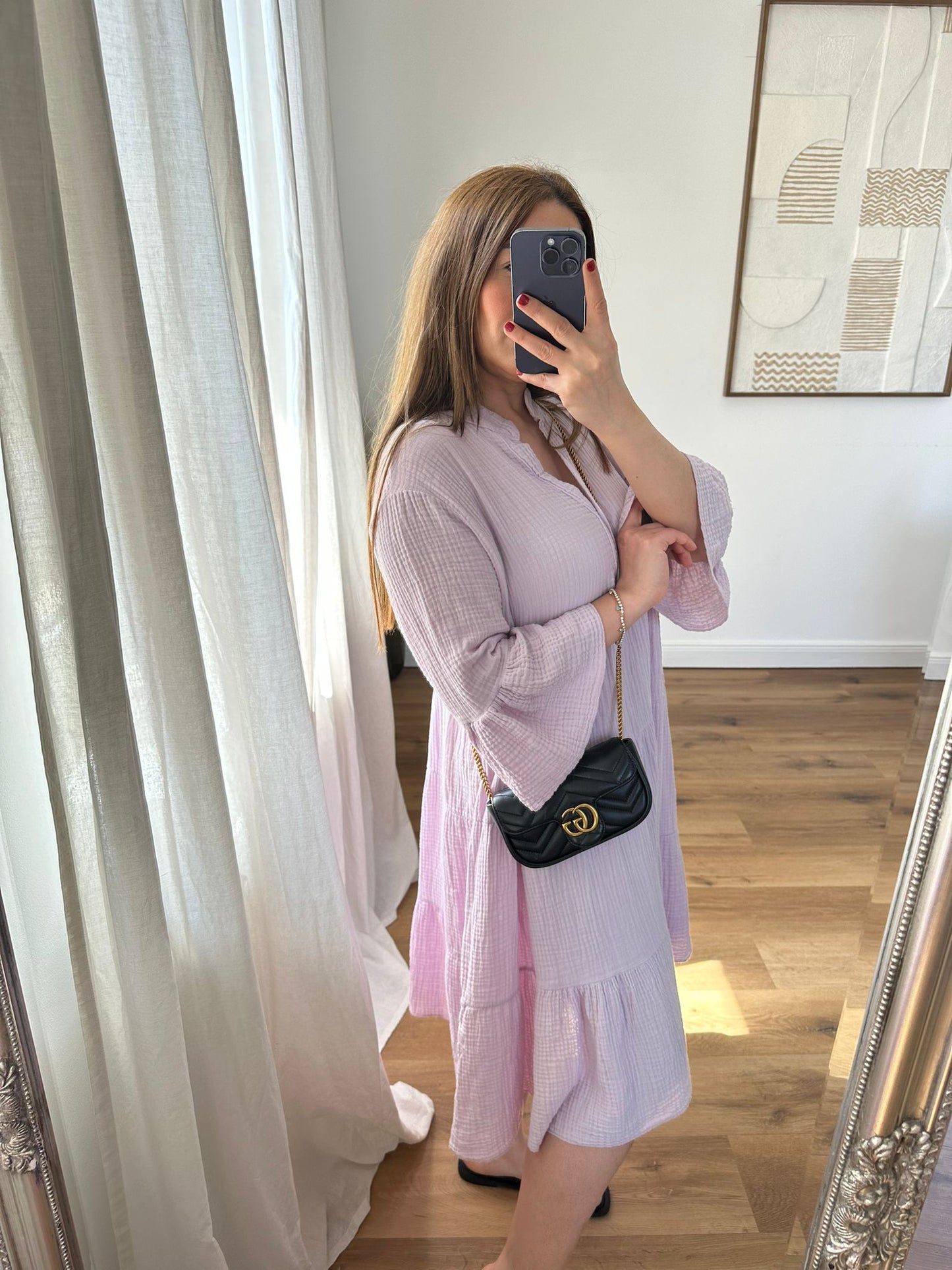 Oversize Musselinkleid (rosa)
