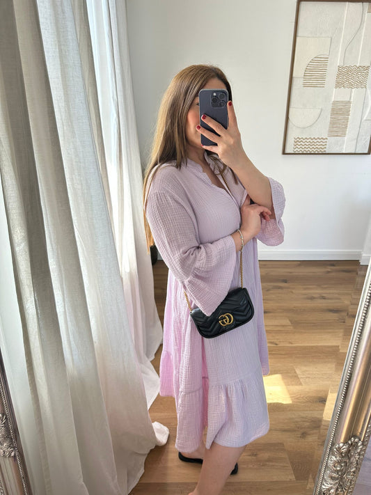Oversize Musselinkleid (rosa)